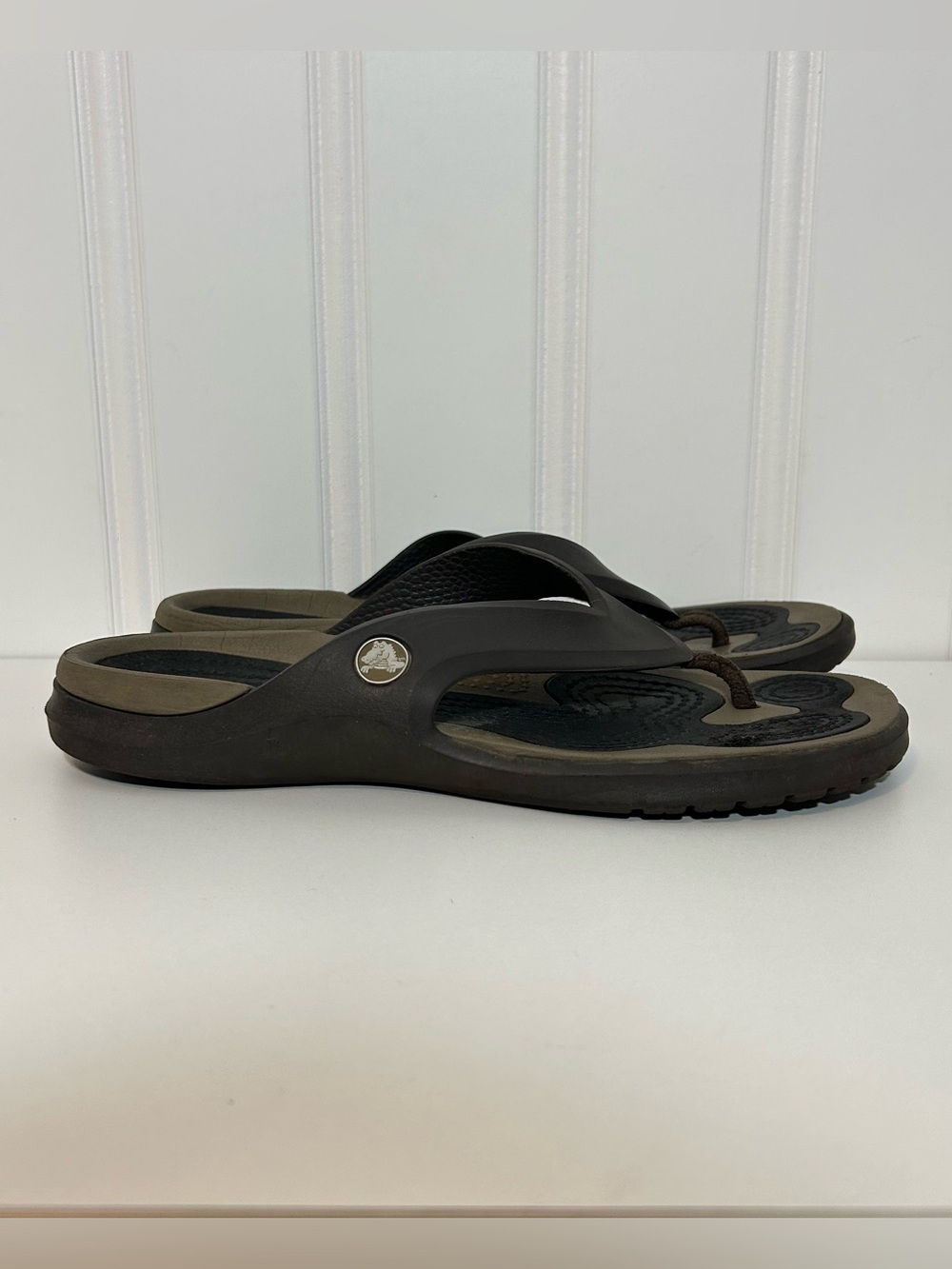 CROCS Brown and Black Thong Sandals